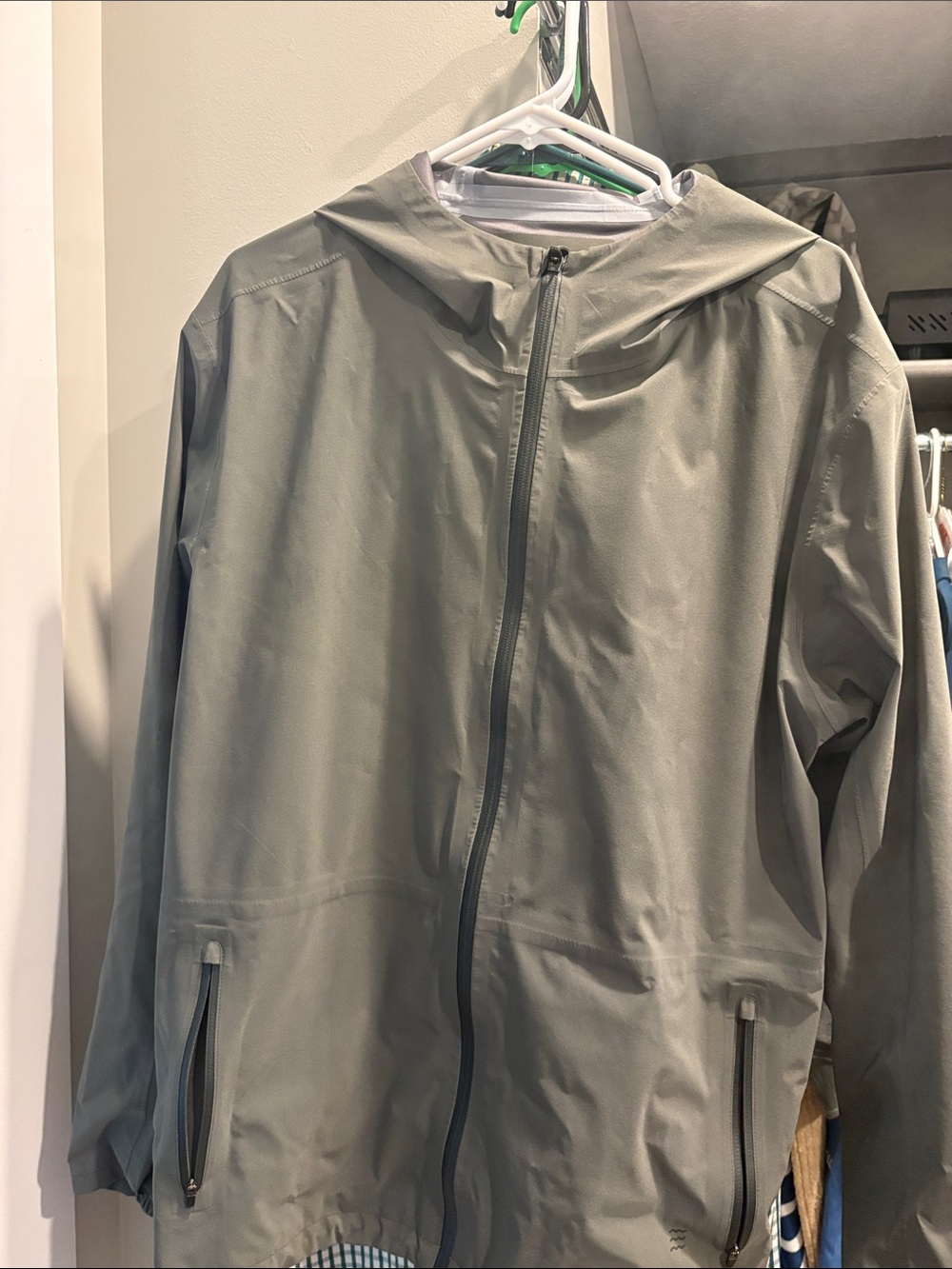 Free Fly Apparel Men's Hooded Rain Jacket in Light Olive